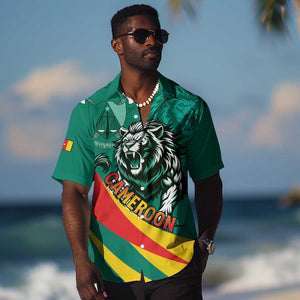 Personalised Happy Cameroon National Day Hawaiian Shirt Lion With Coat Of Arms - Curve Style