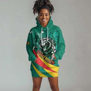 Personalised Happy Cameroon National Day Hoodie Dress Lion With Coat Of Arms - Curve Style