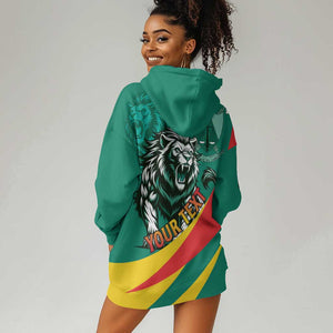 Personalised Happy Cameroon National Day Hoodie Dress Lion With Coat Of Arms - Curve Style