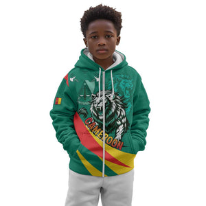 Personalised Happy Cameroon National Day Kid Hoodie Lion With Coat Of Arms - Curve Style
