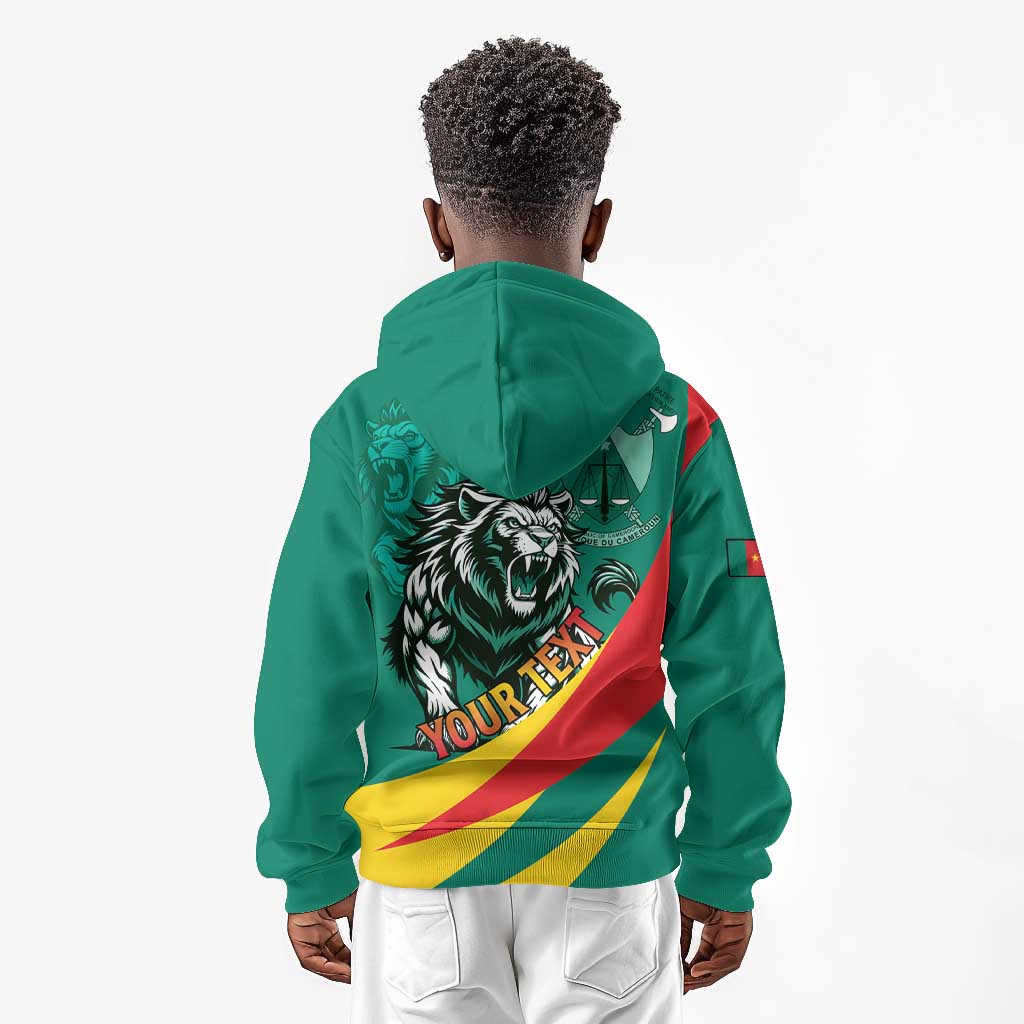 Personalised Happy Cameroon National Day Kid Hoodie Lion With Coat Of Arms - Curve Style
