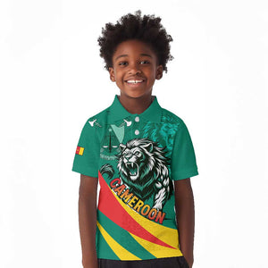 Personalised Happy Cameroon National Day Kid Polo Shirt Lion With Coat Of Arms - Curve Style