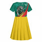 Personalised Happy Cameroon National Day Kid Short Sleeve Dress Lion With Coat Of Arms - Curve Style