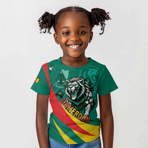 Personalised Happy Cameroon National Day Kid T shirt Lion With Coat Of Arms - Curve Style
