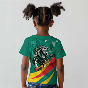 Personalised Happy Cameroon National Day Kid T shirt Lion With Coat Of Arms - Curve Style