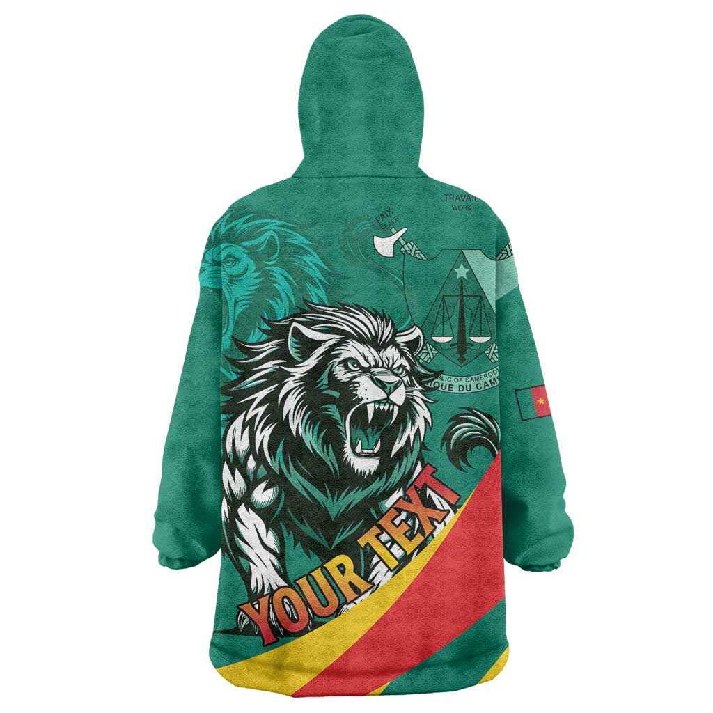 Personalised Happy Cameroon National Day Kid Wearable Blanket Hoodie Lion With Coat Of Arms - Curve Style