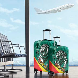 Personalised Happy Cameroon National Day Luggage Cover Lion With Coat Of Arms - Curve Style