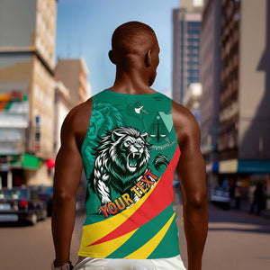 Personalised Happy Cameroon National Day Men Tank Top Lion With Coat Of Arms - Curve Style