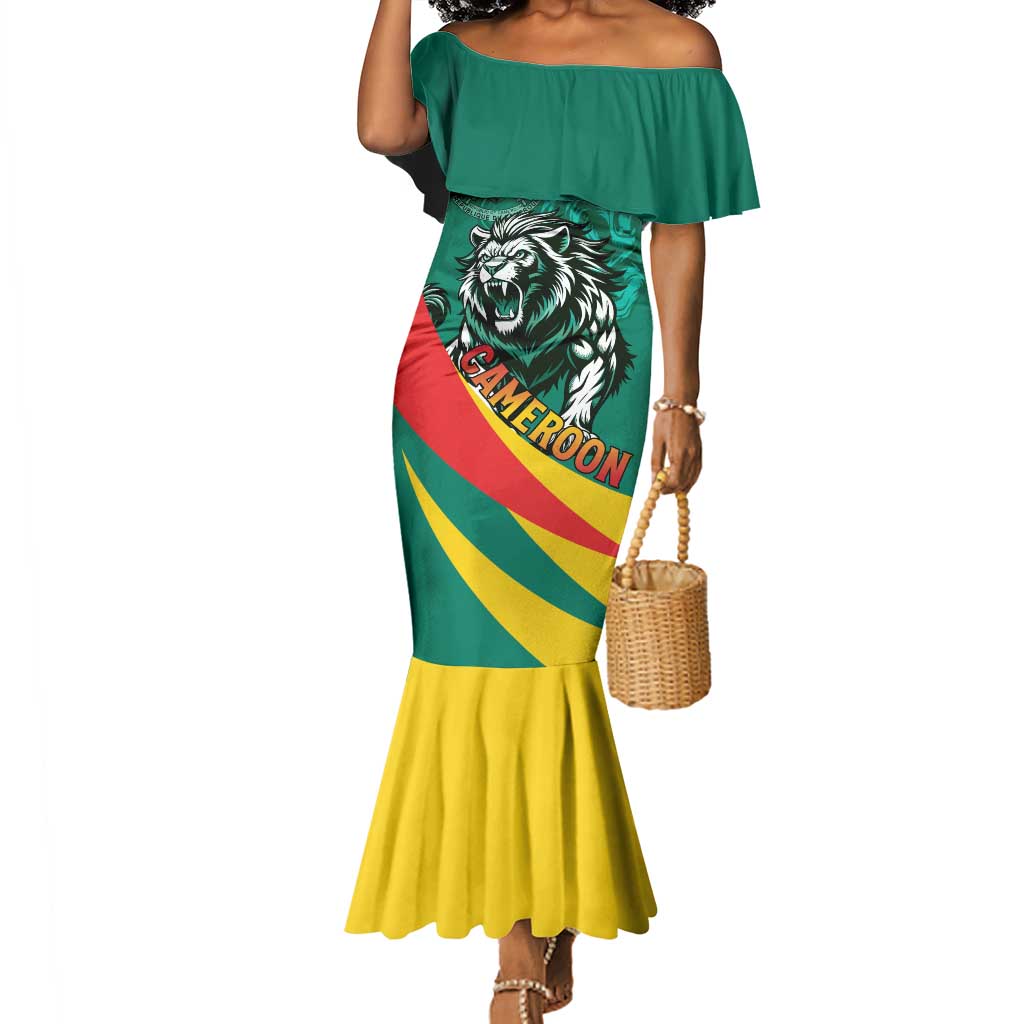 Personalised Happy Cameroon National Day Mermaid Dress Lion With Coat Of Arms - Curve Style