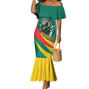 Personalised Happy Cameroon National Day Mermaid Dress Lion With Coat Of Arms - Curve Style