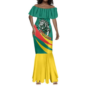 Personalised Happy Cameroon National Day Mermaid Dress Lion With Coat Of Arms - Curve Style