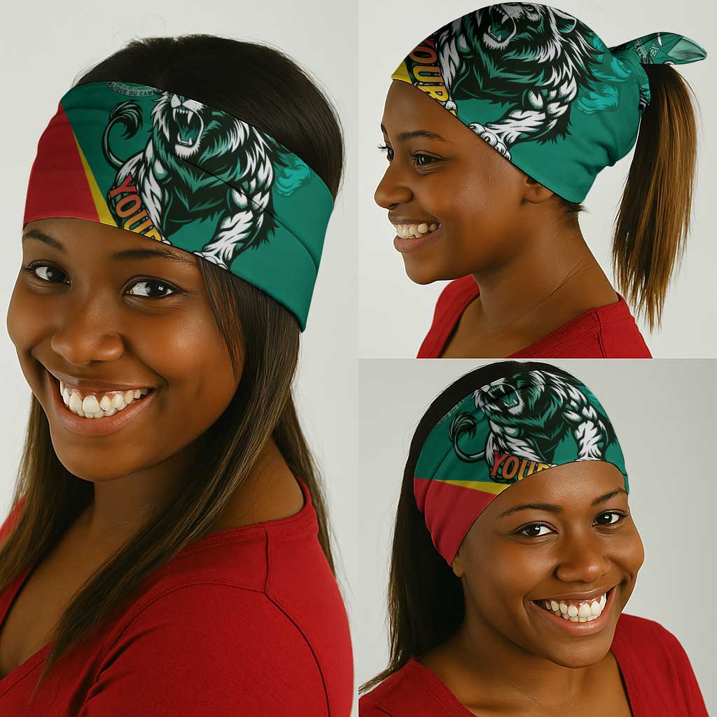 Happy Cameroon National Day Neck Gaiter Lion With Coat Of Arms - Curve Style - African Pride