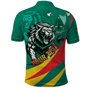 Personalised Happy Cameroon National Day Polo Shirt Lion With Coat Of Arms - Curve Style