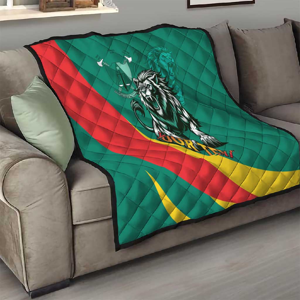Personalised Happy Cameroon National Day Quilt Lion With Coat Of Arms - Curve Style