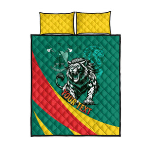 Personalised Happy Cameroon National Day Quilt Bed Set Lion With Coat Of Arms - Curve Style