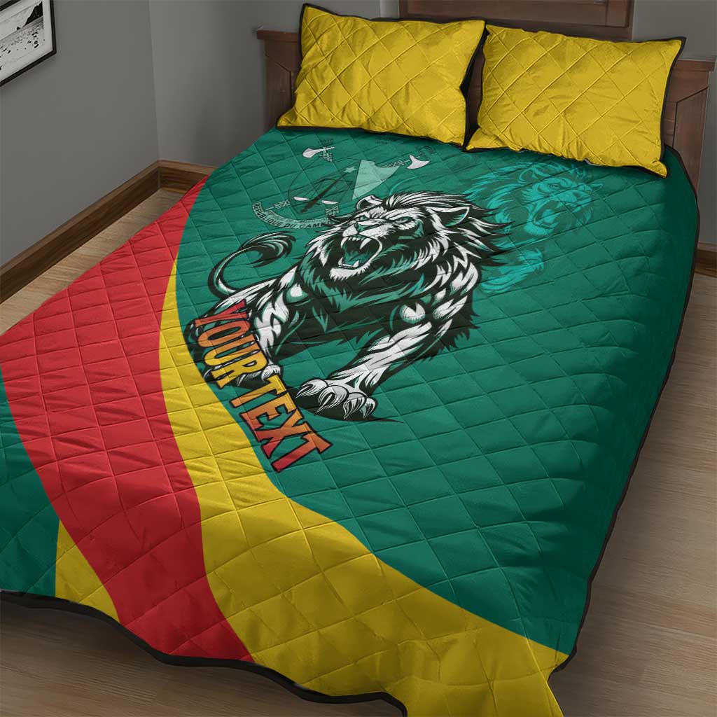 Personalised Happy Cameroon National Day Quilt Bed Set Lion With Coat Of Arms - Curve Style