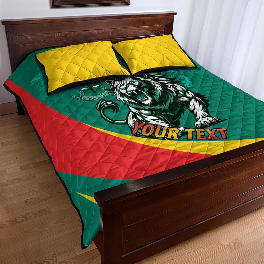 Personalised Happy Cameroon National Day Quilt Bed Set Lion With Coat Of Arms - Curve Style