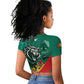 Personalised Happy Cameroon National Day Raglan Cropped T shirt Lion With Coat Of Arms - Curve Style