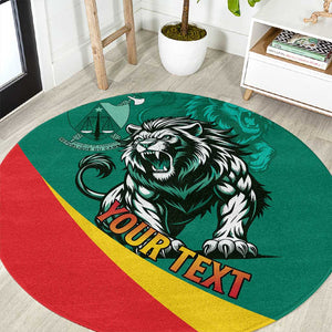 Personalised Happy Cameroon National Day Round Carpet Lion With Coat Of Arms - Curve Style