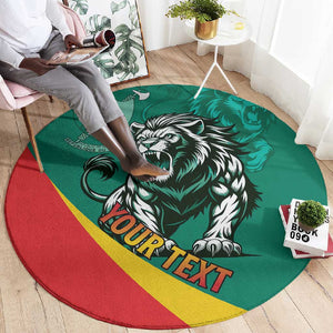 Personalised Happy Cameroon National Day Round Carpet Lion With Coat Of Arms - Curve Style