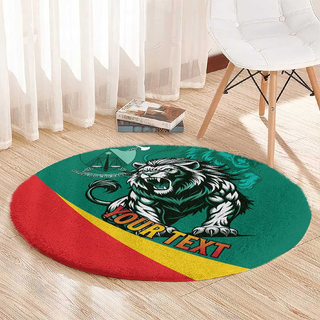 Personalised Happy Cameroon National Day Round Carpet Lion With Coat Of Arms - Curve Style