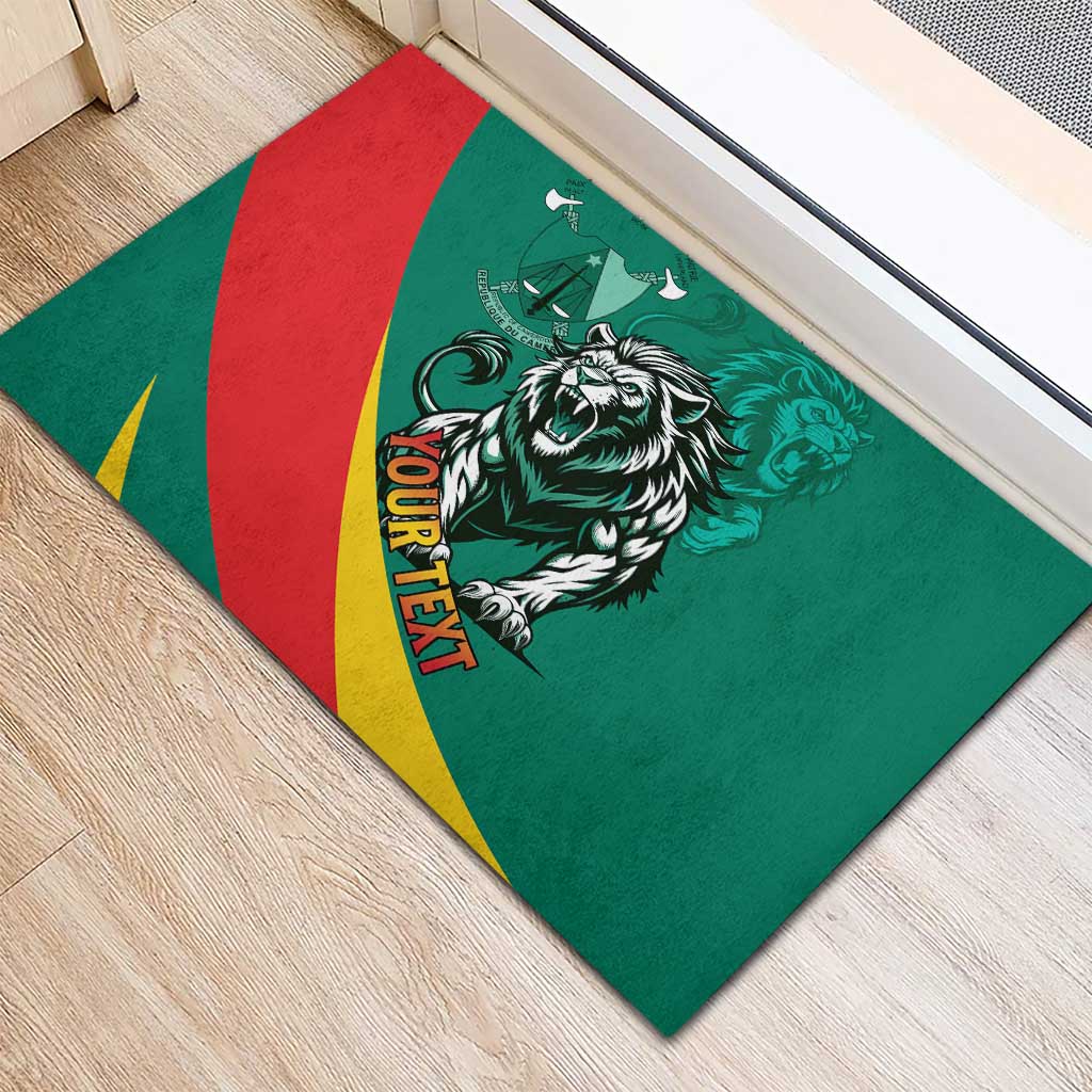 Personalised Happy Cameroon National Day Rubber Doormat Lion With Coat Of Arms - Curve Style