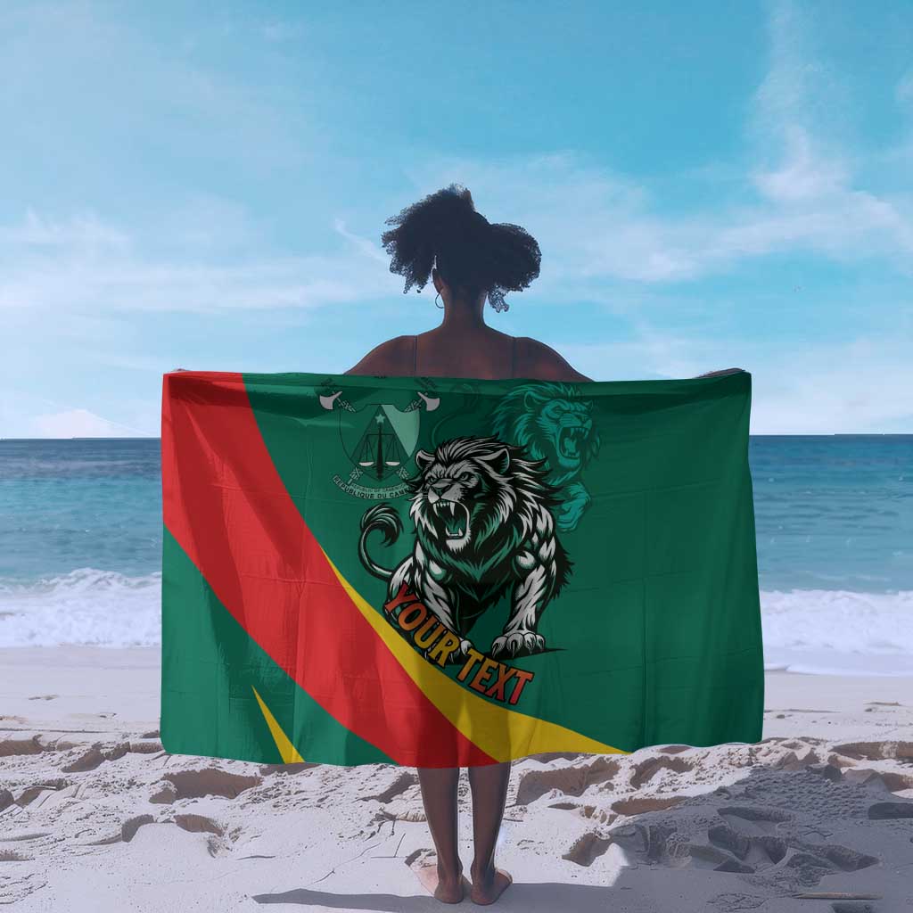 Personalised Happy Cameroon National Day Sarong Lion With Coat Of Arms - Curve Style