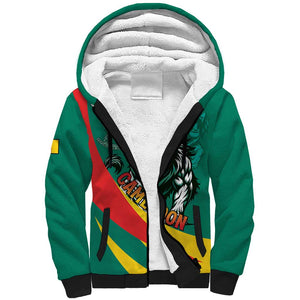 Personalised Happy Cameroon National Day Sherpa Hoodie Lion With Coat Of Arms - Curve Style