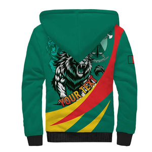 Personalised Happy Cameroon National Day Sherpa Hoodie Lion With Coat Of Arms - Curve Style