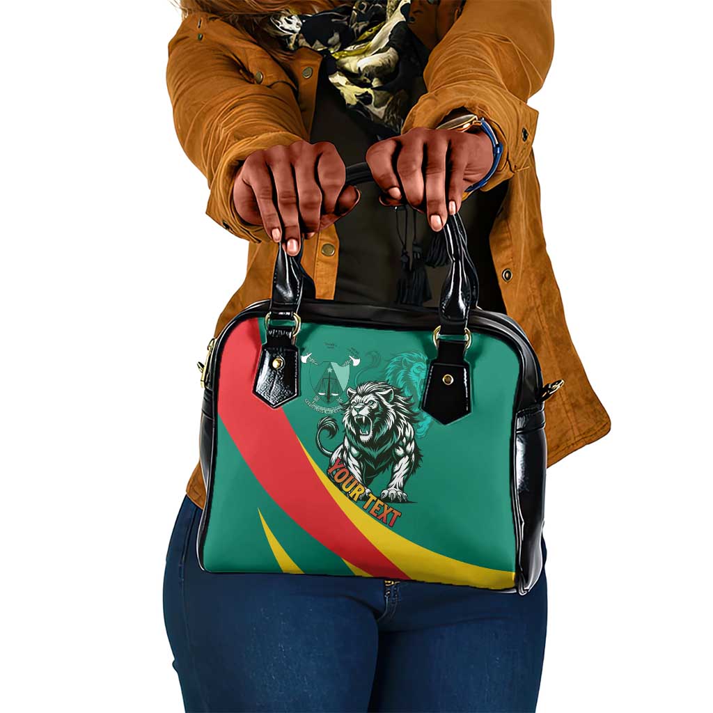 Personalised Happy Cameroon National Day Shoulder Handbag Lion With Coat Of Arms - Curve Style