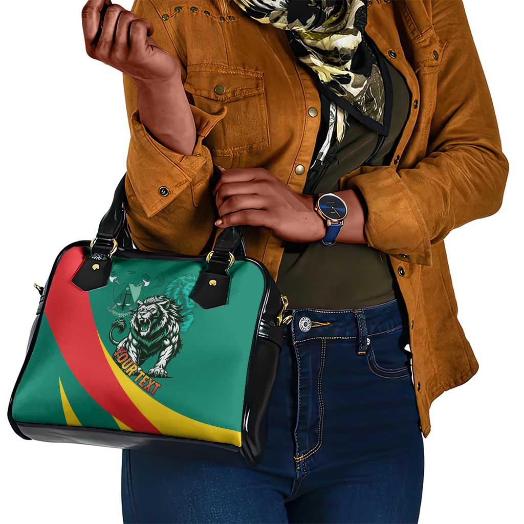 Personalised Happy Cameroon National Day Shoulder Handbag Lion With Coat Of Arms - Curve Style