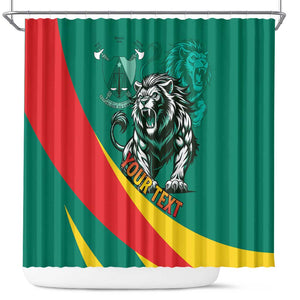 Personalised Happy Cameroon National Day Shower Curtain Lion With Coat Of Arms - Curve Style