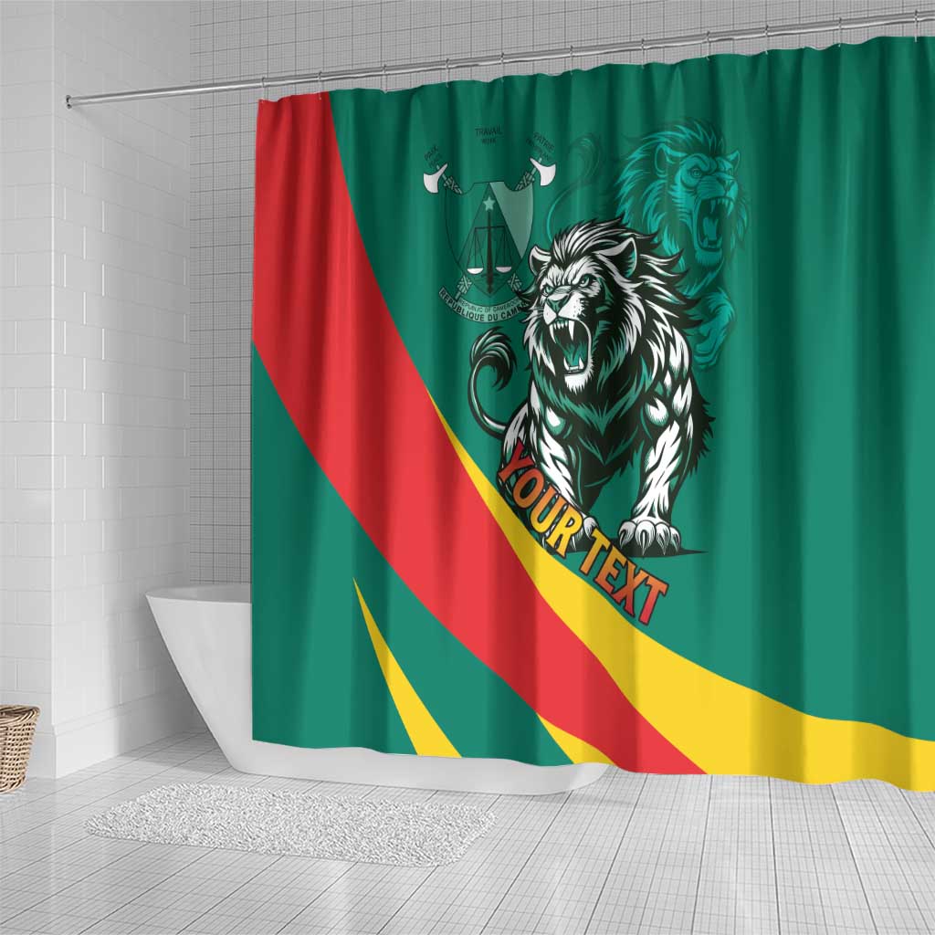 Personalised Happy Cameroon National Day Shower Curtain Lion With Coat Of Arms - Curve Style