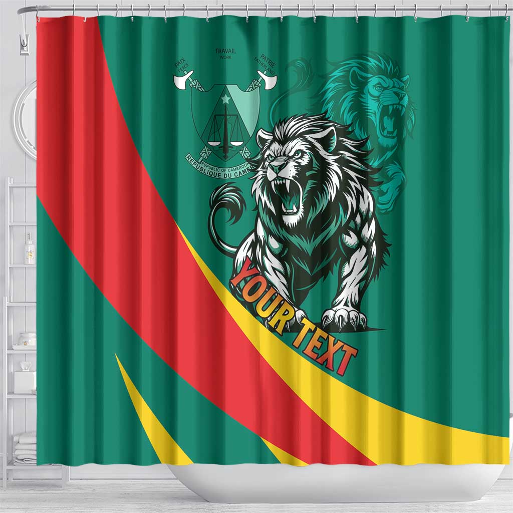 Personalised Happy Cameroon National Day Shower Curtain Lion With Coat Of Arms - Curve Style