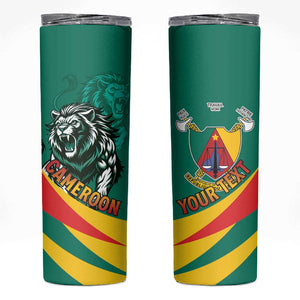 Personalised Happy Cameroon National Day Skinny Tumbler Lion With Coat Of Arms - Curve Style