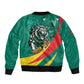 Personalised Happy Cameroon National Day Sleeve Zip Bomber Jacket Lion With Coat Of Arms - Curve Style