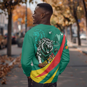 Personalised Happy Cameroon National Day Sweatshirt Lion With Coat Of Arms - Curve Style