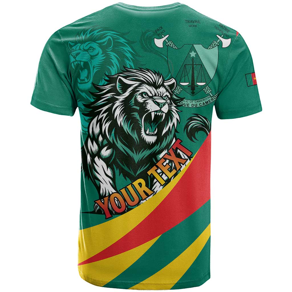 Personalised Happy Cameroon National Day T shirt Lion With Coat Of Arms - Curve Style