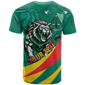 Personalised Happy Cameroon National Day T shirt Lion With Coat Of Arms - Curve Style