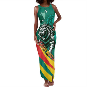 Personalised Happy Cameroon National Day Tank Maxi Dress Lion With Coat Of Arms - Curve Style