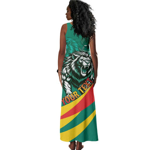 Personalised Happy Cameroon National Day Tank Maxi Dress Lion With Coat Of Arms - Curve Style