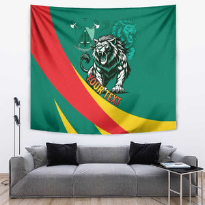 Personalised Happy Cameroon National Day Tapestry Lion With Coat Of Arms - Curve Style