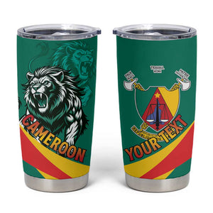 Personalised Happy Cameroon National Day Tumbler Cup Lion With Coat Of Arms - Curve Style