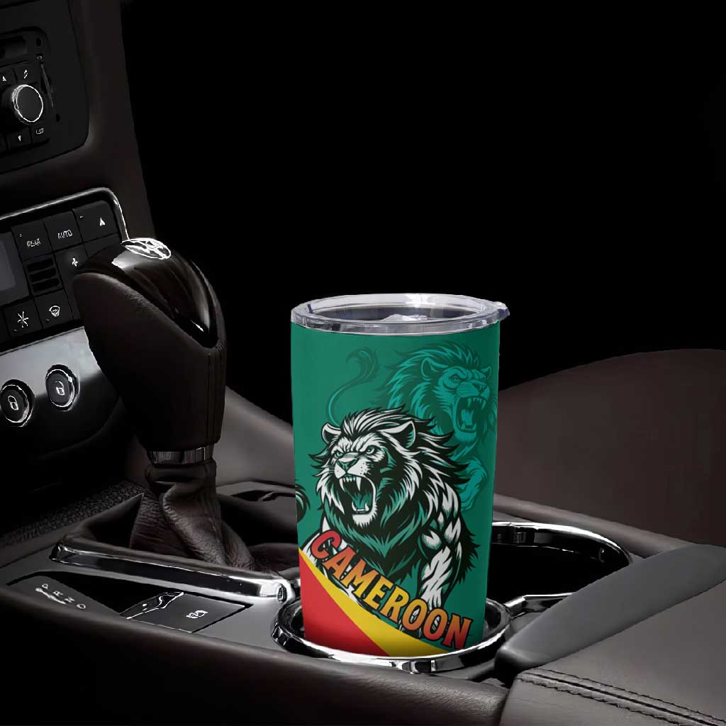 Personalised Happy Cameroon National Day Tumbler Cup Lion With Coat Of Arms - Curve Style