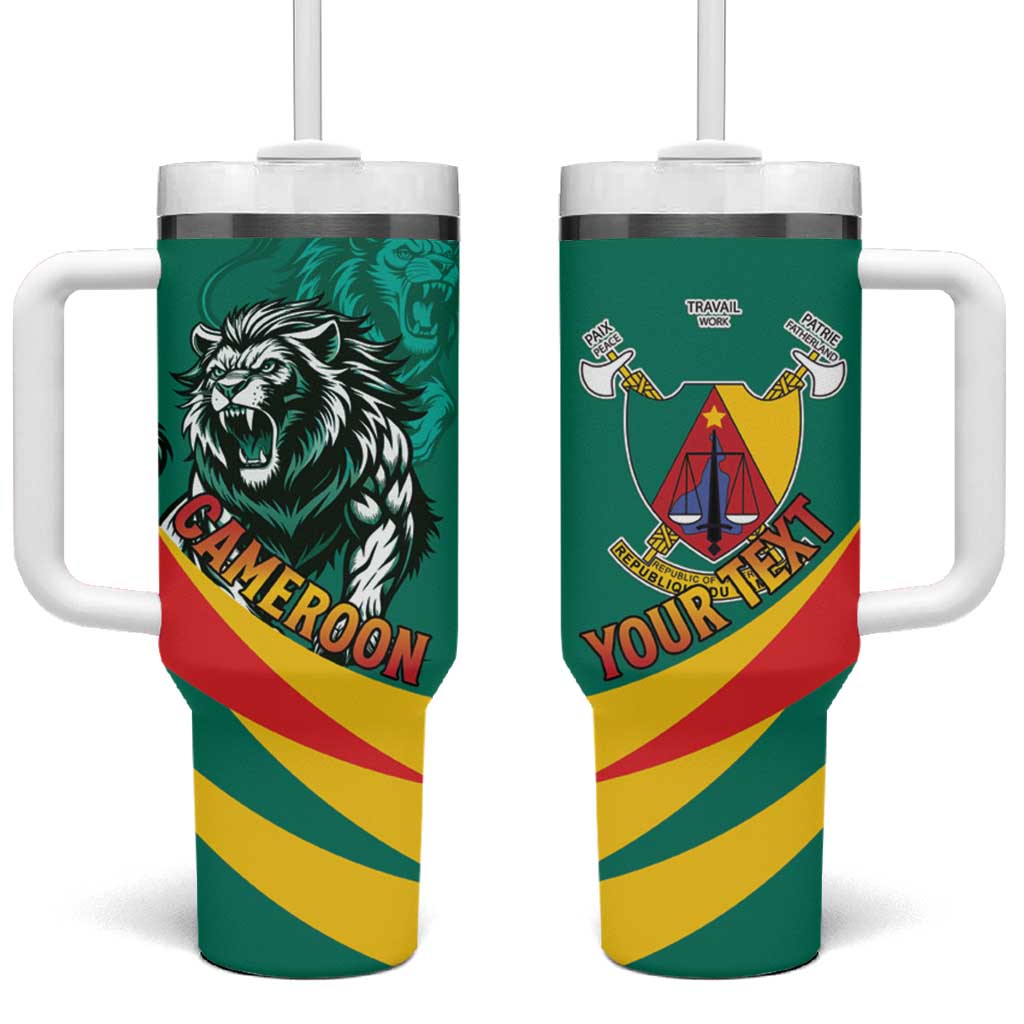 Personalised Happy Cameroon National Day Tumbler With Handle Lion With Coat Of Arms - Curve Style