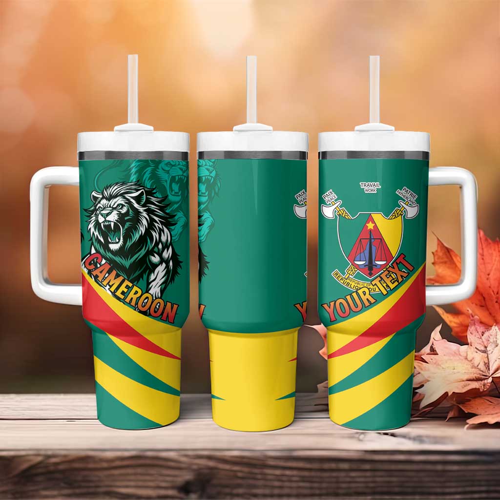 Personalised Happy Cameroon National Day Tumbler With Handle Lion With Coat Of Arms - Curve Style