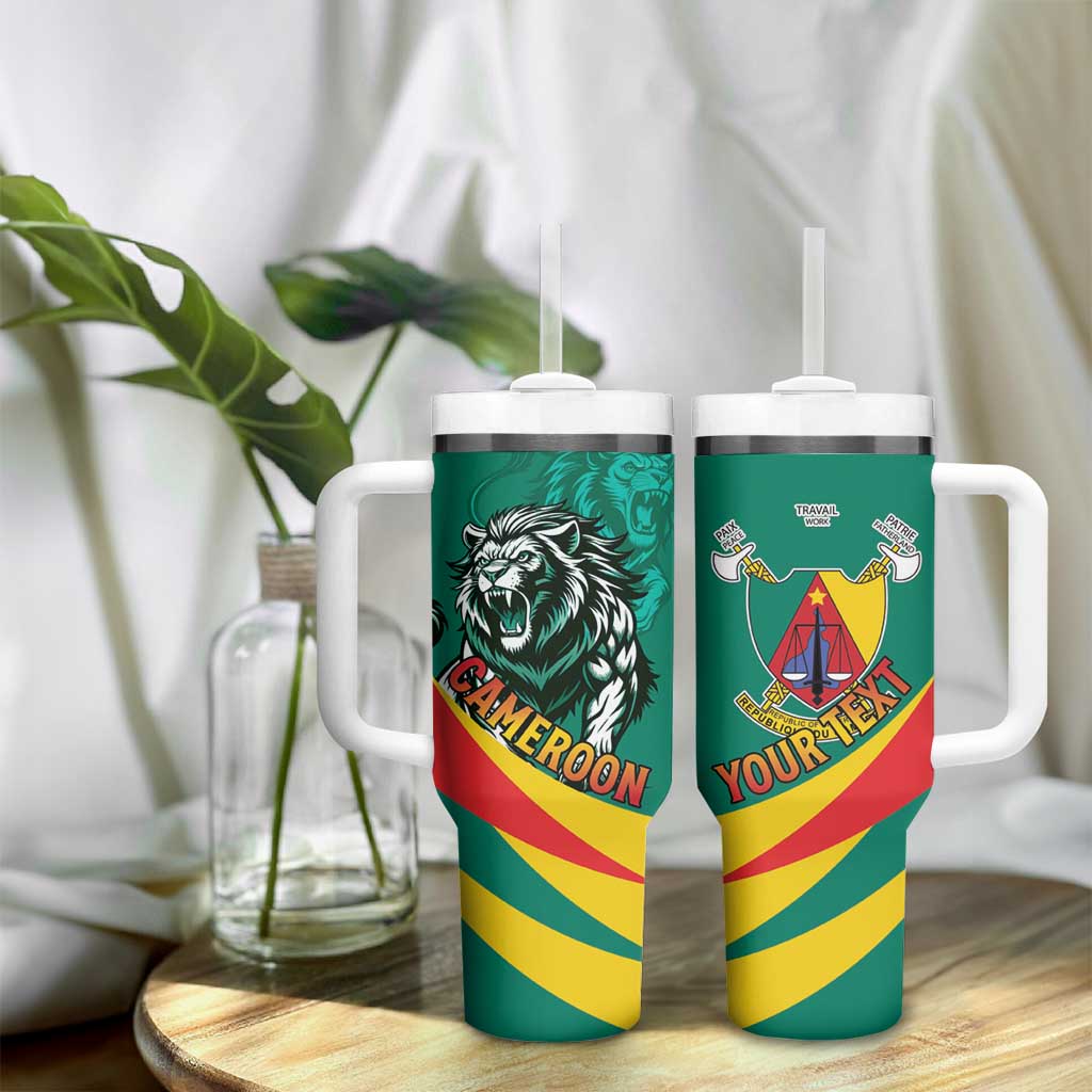 Personalised Happy Cameroon National Day Tumbler With Handle Lion With Coat Of Arms - Curve Style