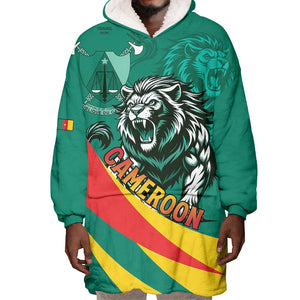 Personalised Happy Cameroon National Day Wearable Blanket Hoodie Lion With Coat Of Arms - Curve Style