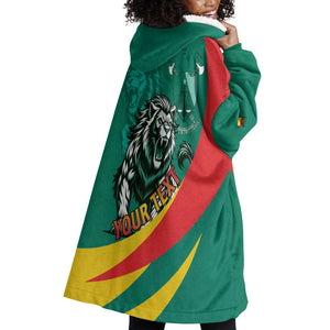 Personalised Happy Cameroon National Day Wearable Blanket Hoodie Lion With Coat Of Arms - Curve Style
