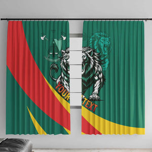 Personalised Happy Cameroon National Day Window Curtain Lion With Coat Of Arms - Curve Style